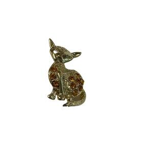 Siamese Cat Pin Brooch With Gold Stones